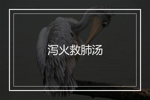 泻火救肺汤