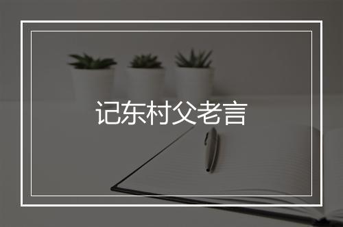 记东村父老言