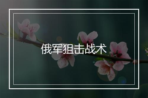 俄军狙击战术