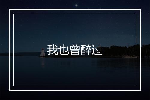 我也曾醉过