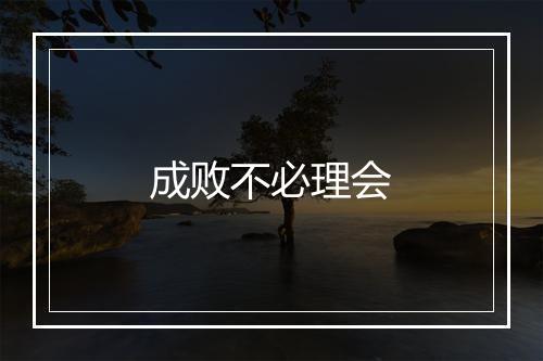 成败不必理会