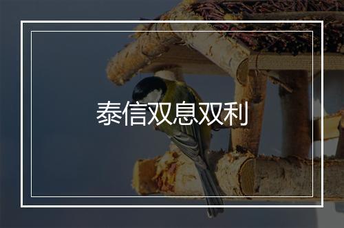 泰信双息双利