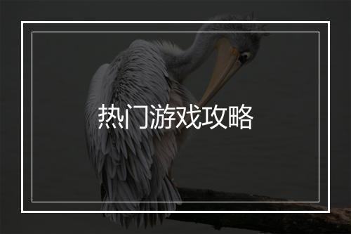 热门游戏攻略