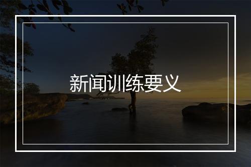 新闻训练要义