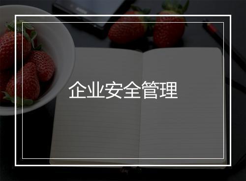 企业安全管理