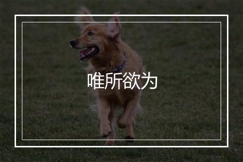 唯所欲为