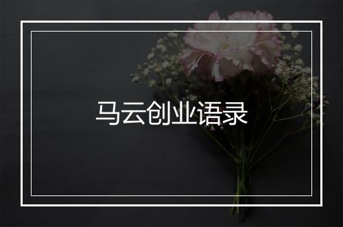 马云创业语录