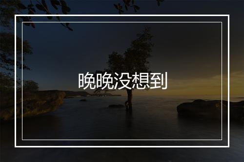 晚晚没想到