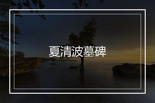 夏清波墓碑