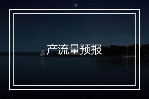 产流量预报