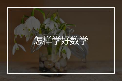 怎样学好数学