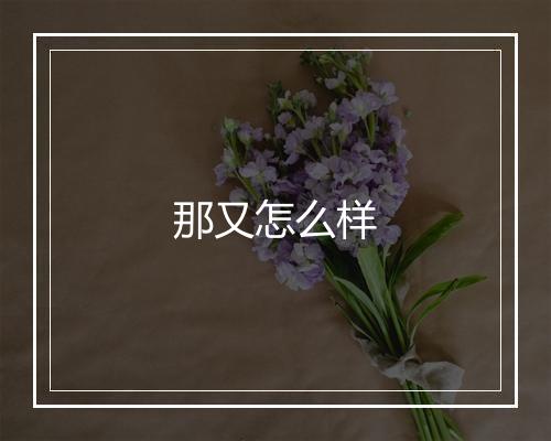 那又怎么样