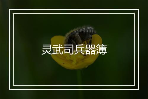 灵武司兵器簿