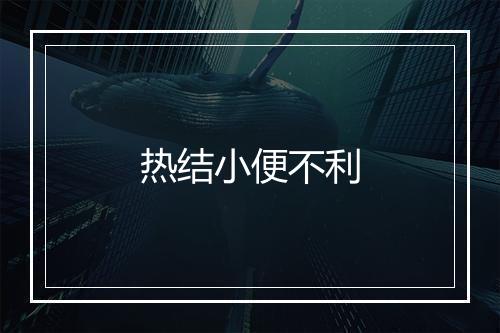 热结小便不利