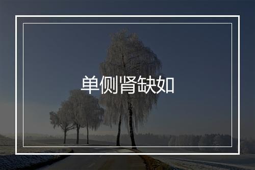 单侧肾缺如