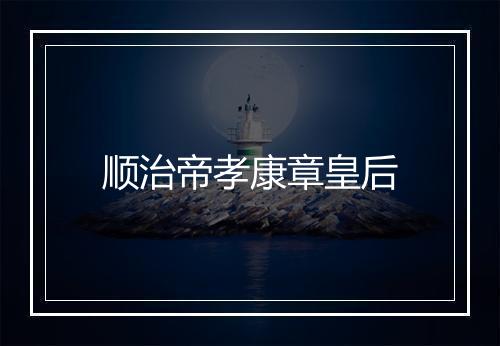 顺治帝孝康章皇后