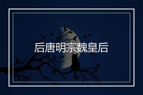 后唐明宗魏皇后