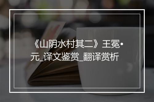 《山阴水村其二》王冕•元_译文鉴赏_翻译赏析