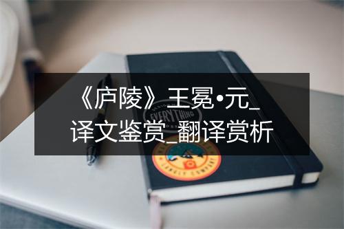 《庐陵》王冕•元_译文鉴赏_翻译赏析