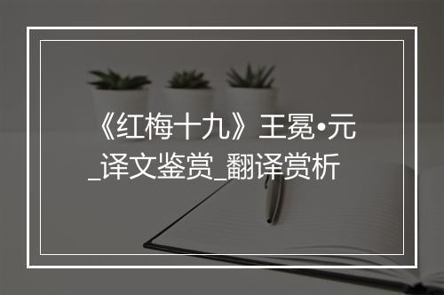 《红梅十九》王冕•元_译文鉴赏_翻译赏析