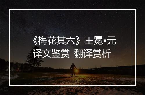 《梅花其六》王冕•元_译文鉴赏_翻译赏析