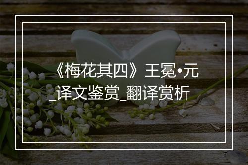 《梅花其四》王冕•元_译文鉴赏_翻译赏析