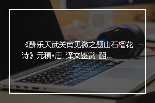 《酬乐天武关南见微之题山石榴花诗》元稹•唐_译文鉴赏_翻译赏析