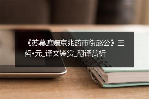 《苏幕遮赠京兆药市街赵公》王哲•元_译文鉴赏_翻译赏析