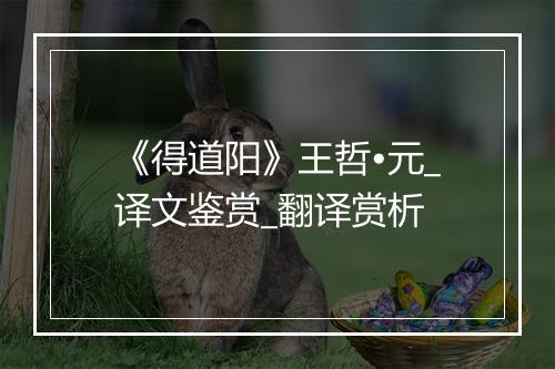 《得道阳》王哲•元_译文鉴赏_翻译赏析