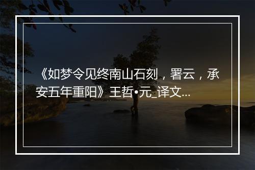 《如梦令见终南山石刻，署云，承安五年重阳》王哲•元_译文鉴赏_翻译赏析