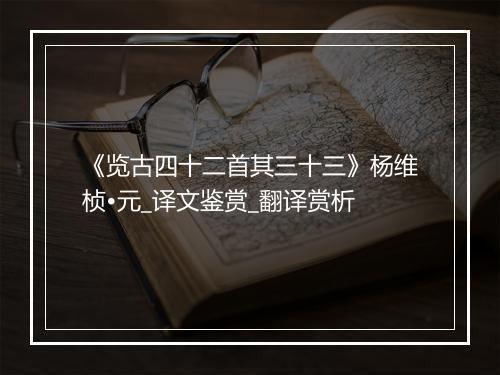 《览古四十二首其三十三》杨维桢•元_译文鉴赏_翻译赏析