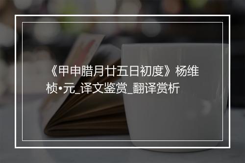 《甲申腊月廿五日初度》杨维桢•元_译文鉴赏_翻译赏析