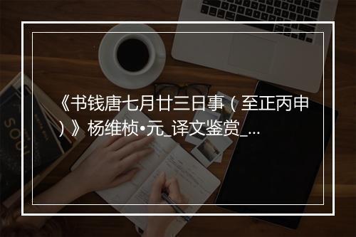 《书钱唐七月廿三日事（至正丙申）》杨维桢•元_译文鉴赏_翻译赏析