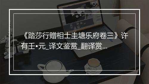 《踏莎行赠相士圭塘乐府卷三》许有壬•元_译文鉴赏_翻译赏析