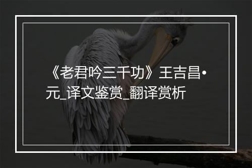 《老君吟三千功》王吉昌•元_译文鉴赏_翻译赏析