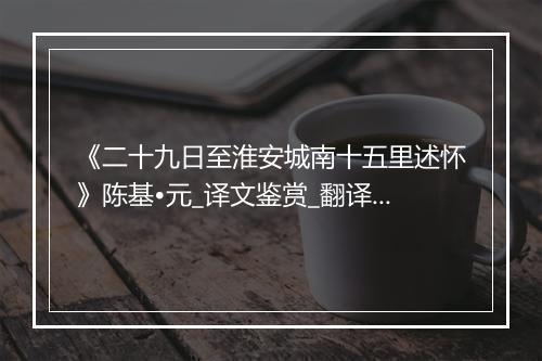 《二十九日至淮安城南十五里述怀》陈基•元_译文鉴赏_翻译赏析