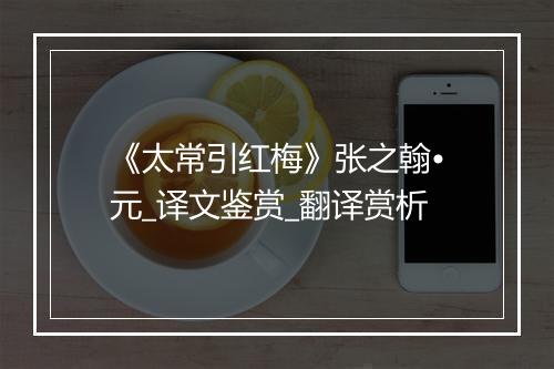 《太常引红梅》张之翰•元_译文鉴赏_翻译赏析