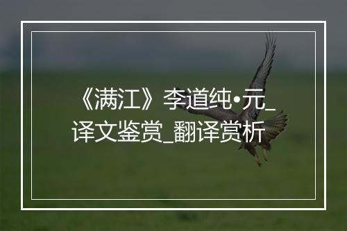 《满江》李道纯•元_译文鉴赏_翻译赏析