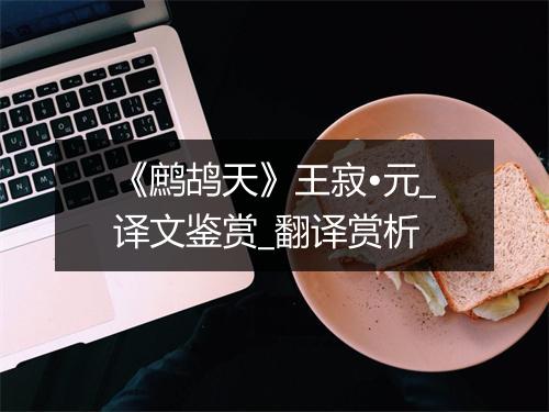 《鹧鸪天》王寂•元_译文鉴赏_翻译赏析