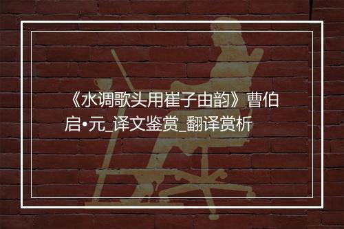 《水调歌头用崔子由韵》曹伯启•元_译文鉴赏_翻译赏析