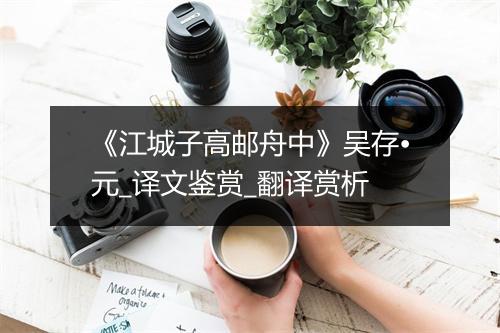 《江城子高邮舟中》吴存•元_译文鉴赏_翻译赏析