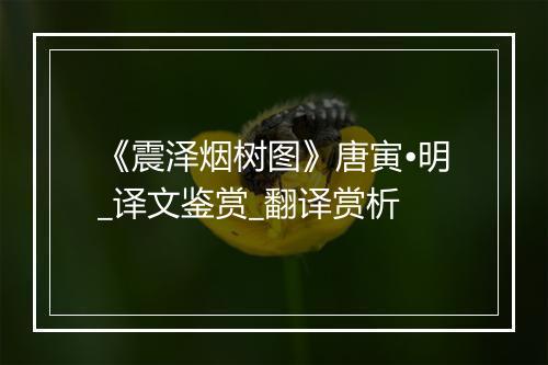 《震泽烟树图》唐寅•明_译文鉴赏_翻译赏析