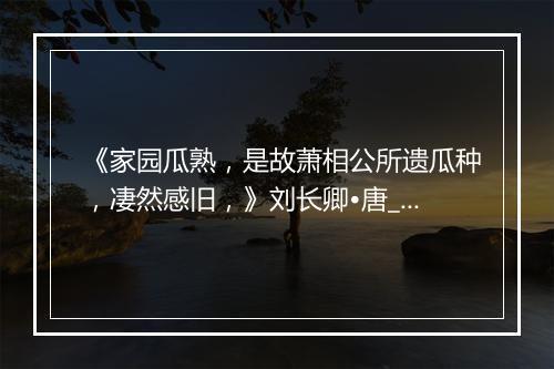 《家园瓜熟，是故萧相公所遗瓜种，凄然感旧，》刘长卿•唐_译文鉴赏_翻译赏析