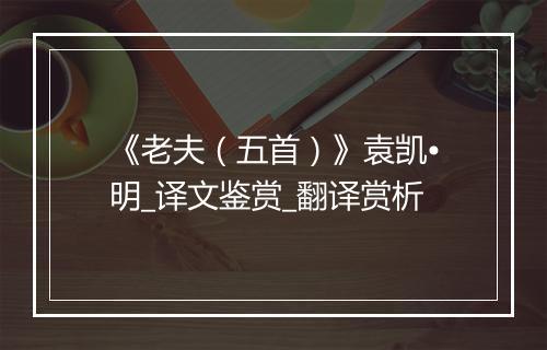 《老夫（五首）》袁凯•明_译文鉴赏_翻译赏析