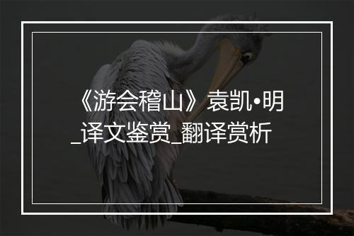 《游会稽山》袁凯•明_译文鉴赏_翻译赏析