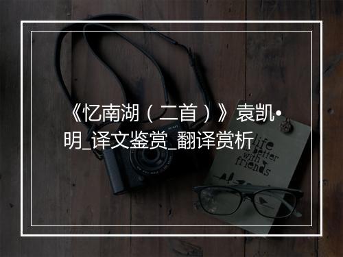 《忆南湖（二首）》袁凯•明_译文鉴赏_翻译赏析