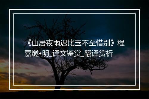 《山居夜雨迟比玉不至惜别》程嘉燧•明_译文鉴赏_翻译赏析