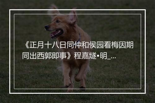 《正月十八日同仲和侯园看梅因期同出西郭即事》程嘉燧•明_译文鉴赏_翻译赏析