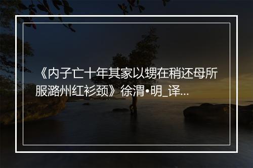 《内子亡十年其家以甥在稍还母所服潞州红衫颈》徐渭•明_译文鉴赏_翻译赏析