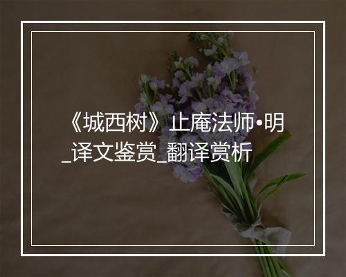 《城西树》止庵法师•明_译文鉴赏_翻译赏析